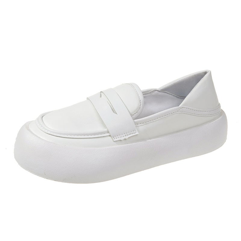 White Beanie Shoes For Women With Soft Soles That Are Not Tiring For Feet, 2025 Spring And Style Flats Soles, Thick Soles, Flats Shoes, Trbottomy White Shoes - Image 1